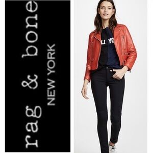 RAG & BONE Black Plush Five Pocket Low Rise Denim Legging Skinny Size 32 NWT